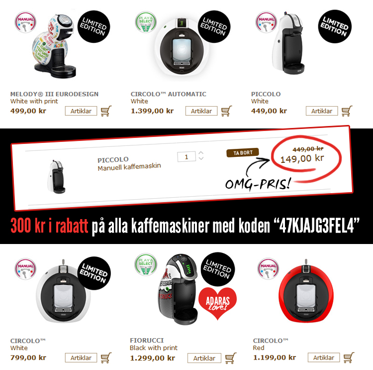 Till dig 300 kr i rabatt på valfri Dolce Gustokaffemaskin ⋆ ADARAS