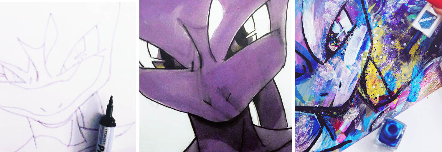 DIY: Nail Polish Mewtwo Painting