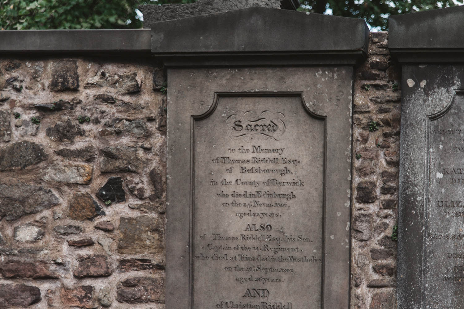 Riddell - Voldemorts grav på Greyfriar's Kirkyard i Edinburgh