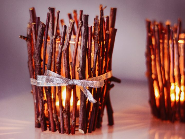 DIY Wood Sticks Candle Holders