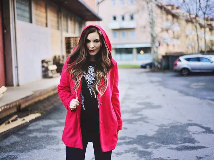 Red hood coat