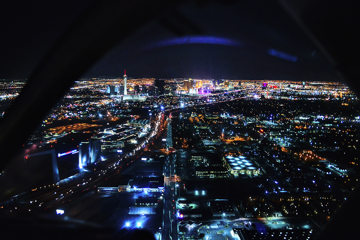 Nighttime helicopter tour over Las Vegas