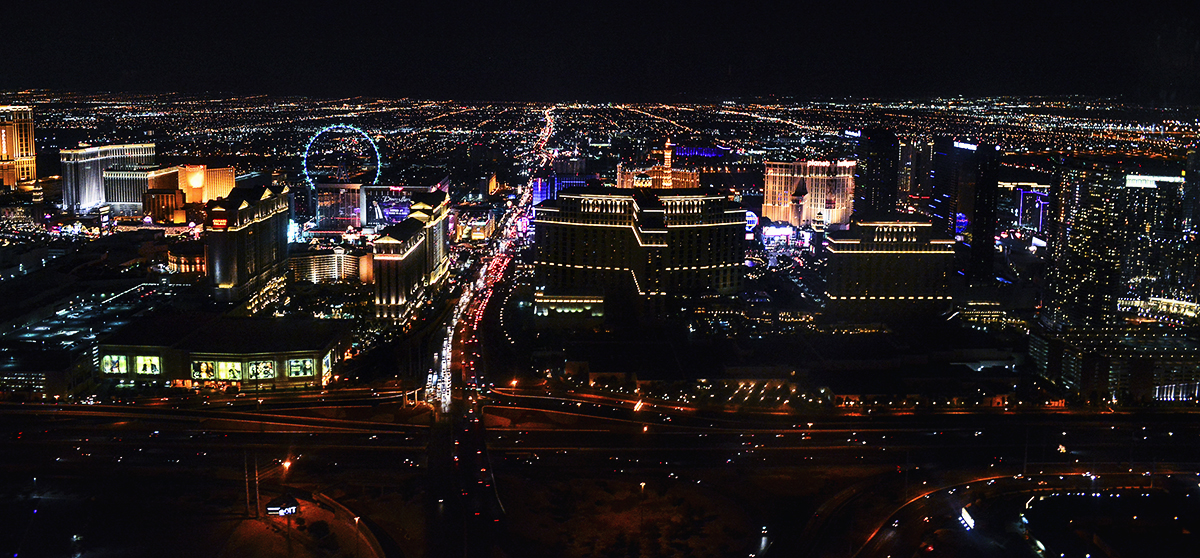 Nighttime helicopter tour over Las Vegas