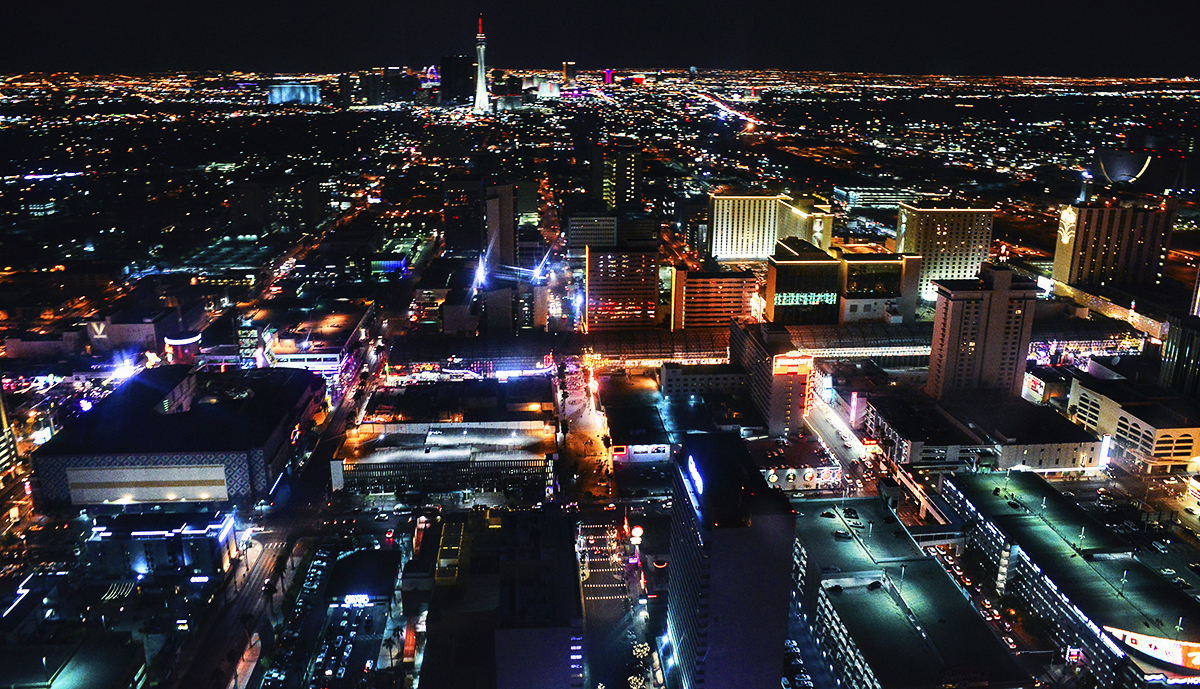 Nighttime helicopter tour over Las Vegas