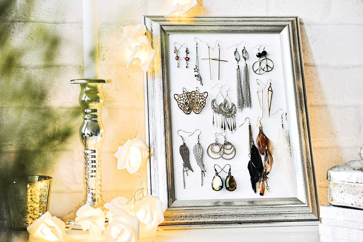 DIY: Earring display - Örhängesdisplay med fotoram