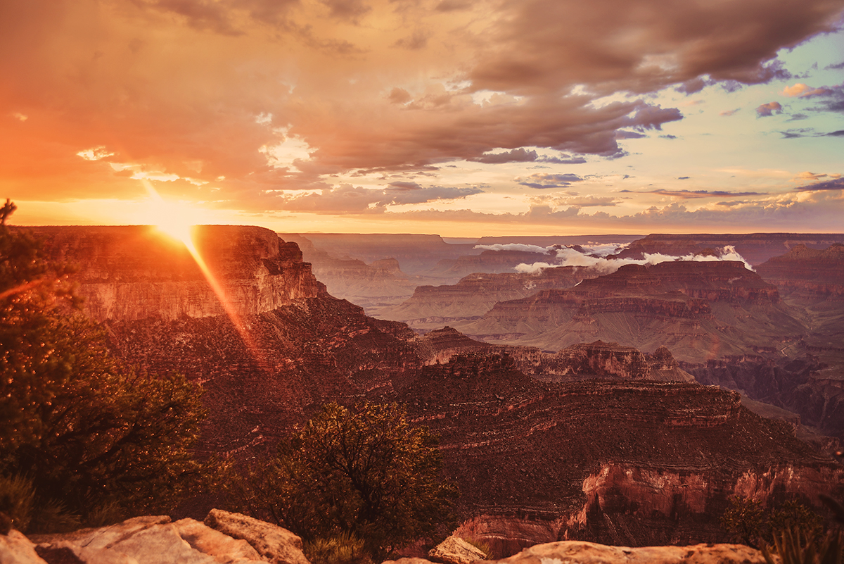 Beautiful sunset at Grand Canyon South Rim / Solnedgång i Grand Canyon