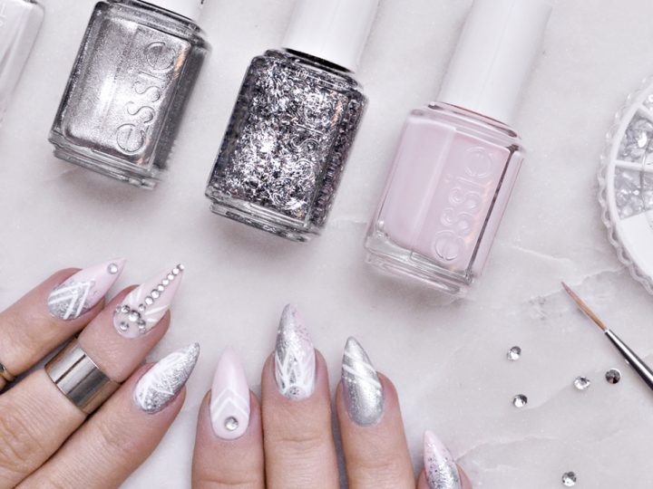 Pink & Silver Nail Art Idea