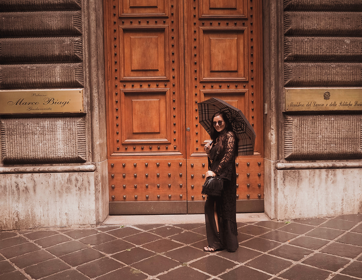 Burberry Umbrella Outfit in Rome
