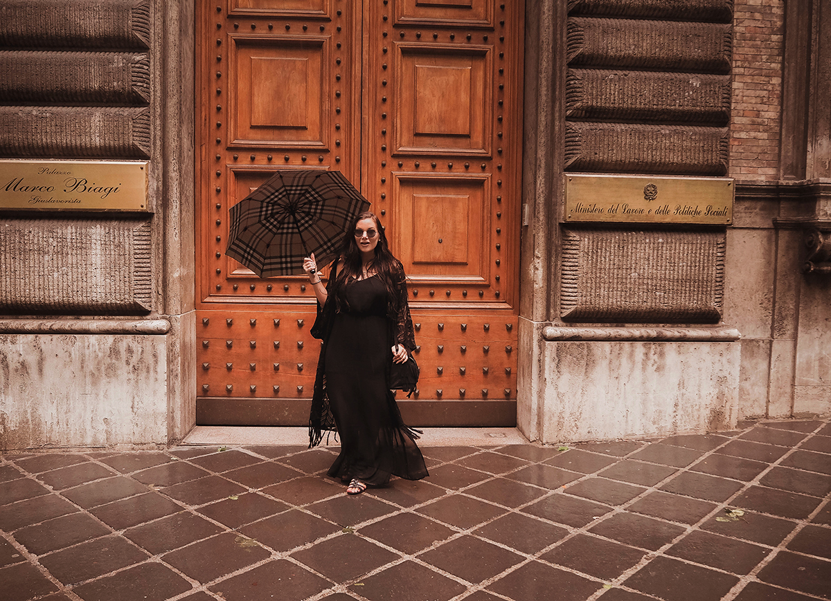 Burberry Umbrella Outfit in Rome