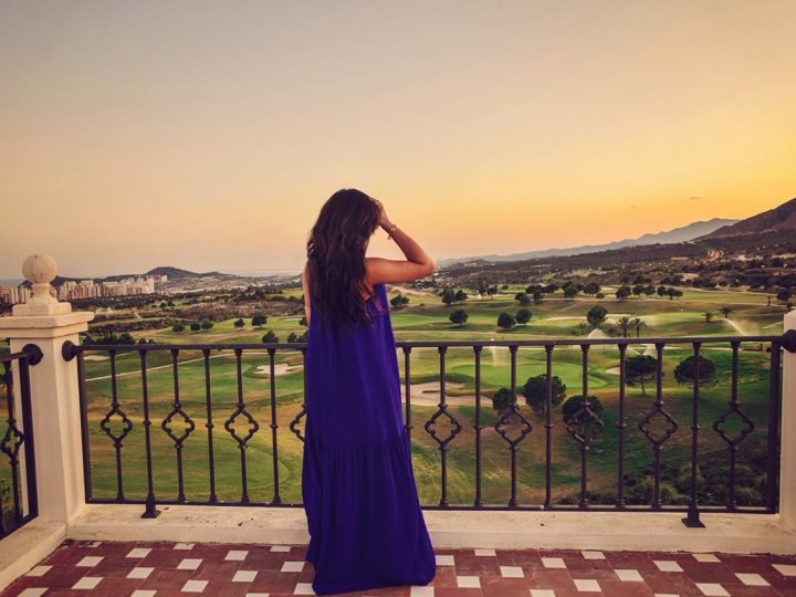 Blue Maxi Dress & Benidorm Sunset