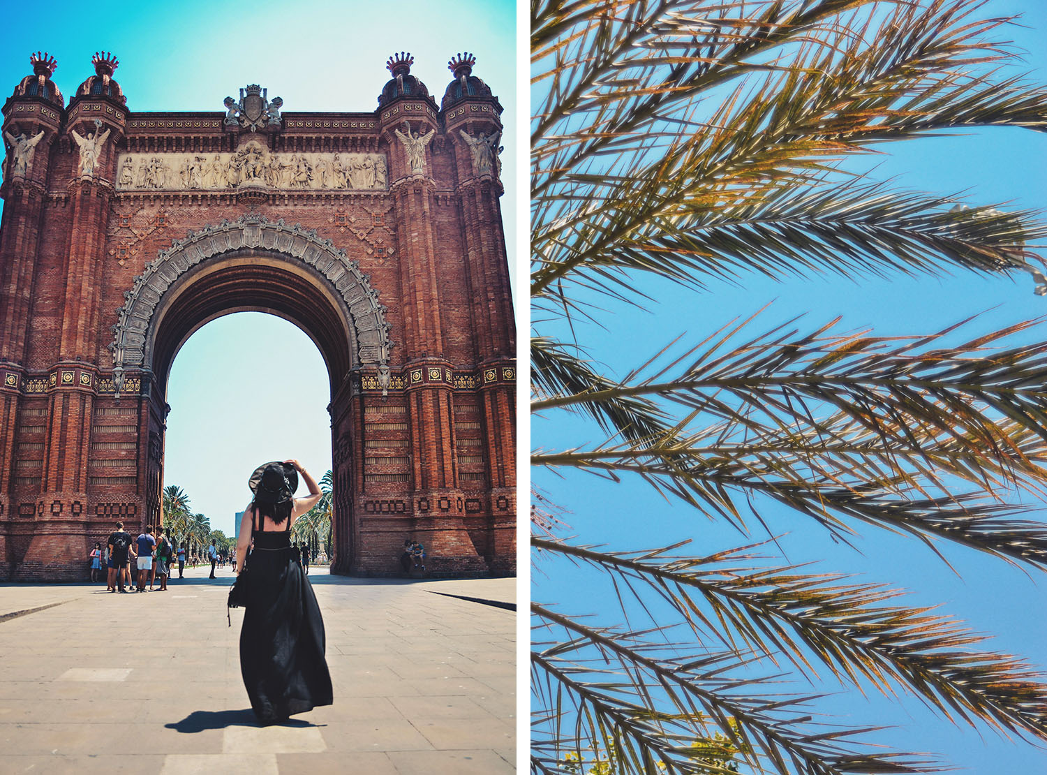 Walking toward Arc de Triomf in Barcelona