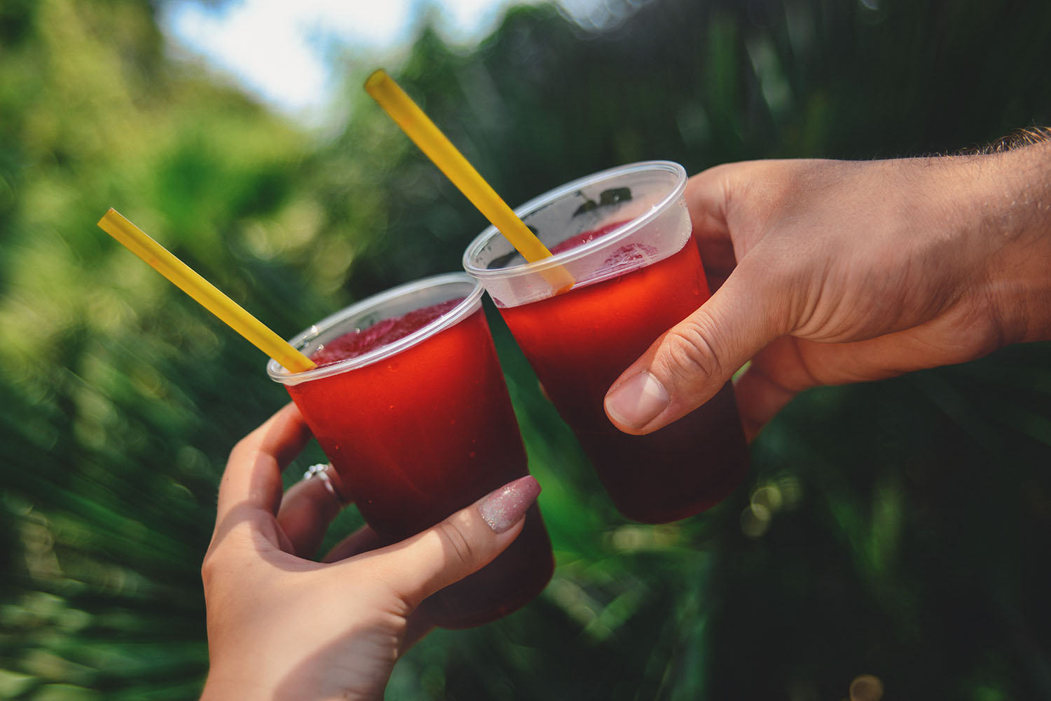 Two Strawberry slush in the sun