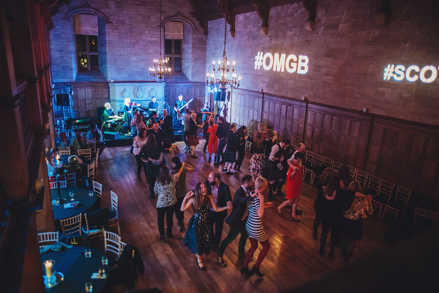 Dancing to Scottish music in Achnagairn Castle Hotel - #OMGB