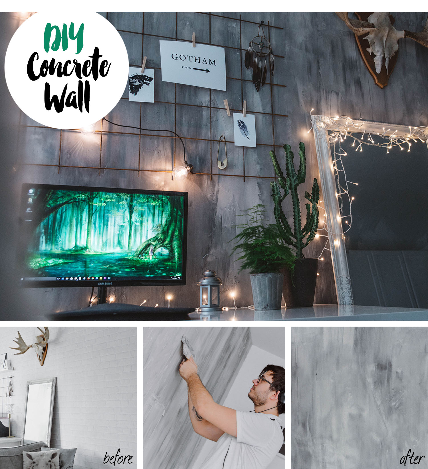 DIY: Concrete Wall / Fuska dig till en betongvägg