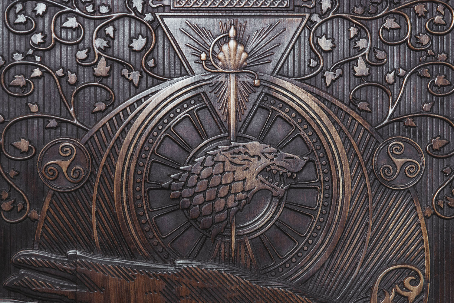 Close up at Game of Thrones Door 7 at Gracehill House