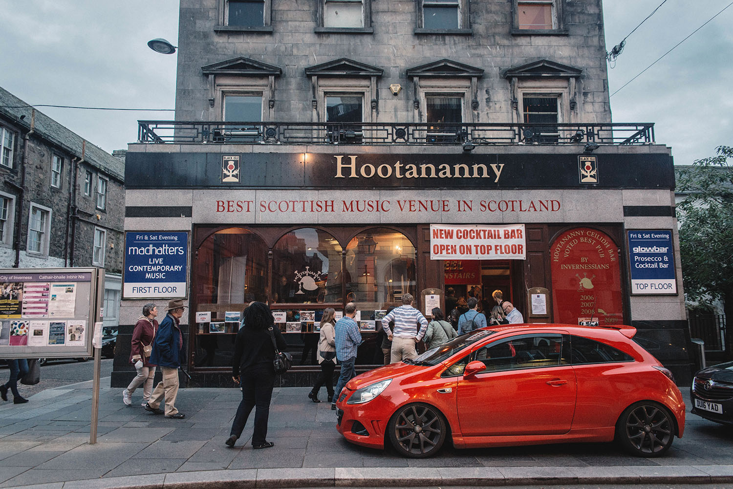 Outside Hootananny in Inverness