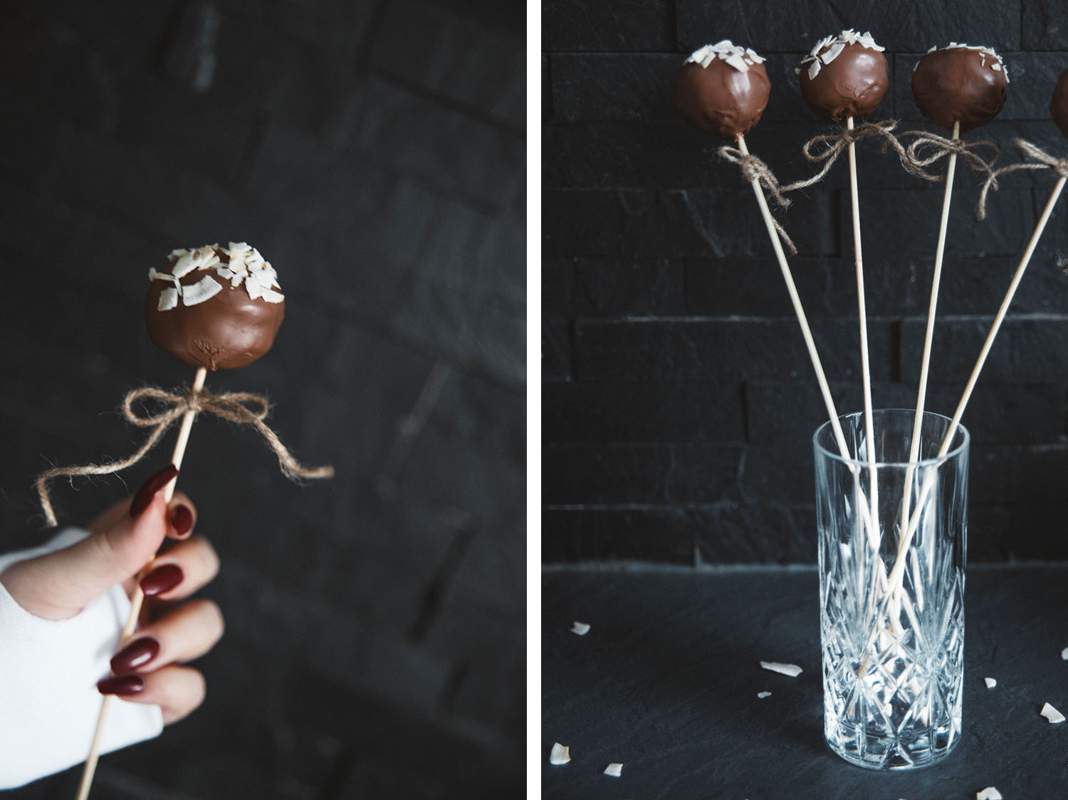 Coffee Cake Pops with coconut chips