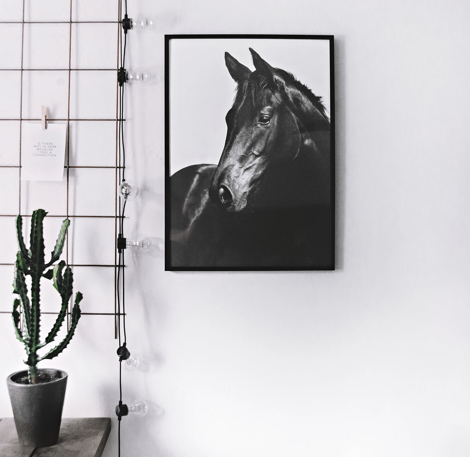 Black and white horse poster från Desenio