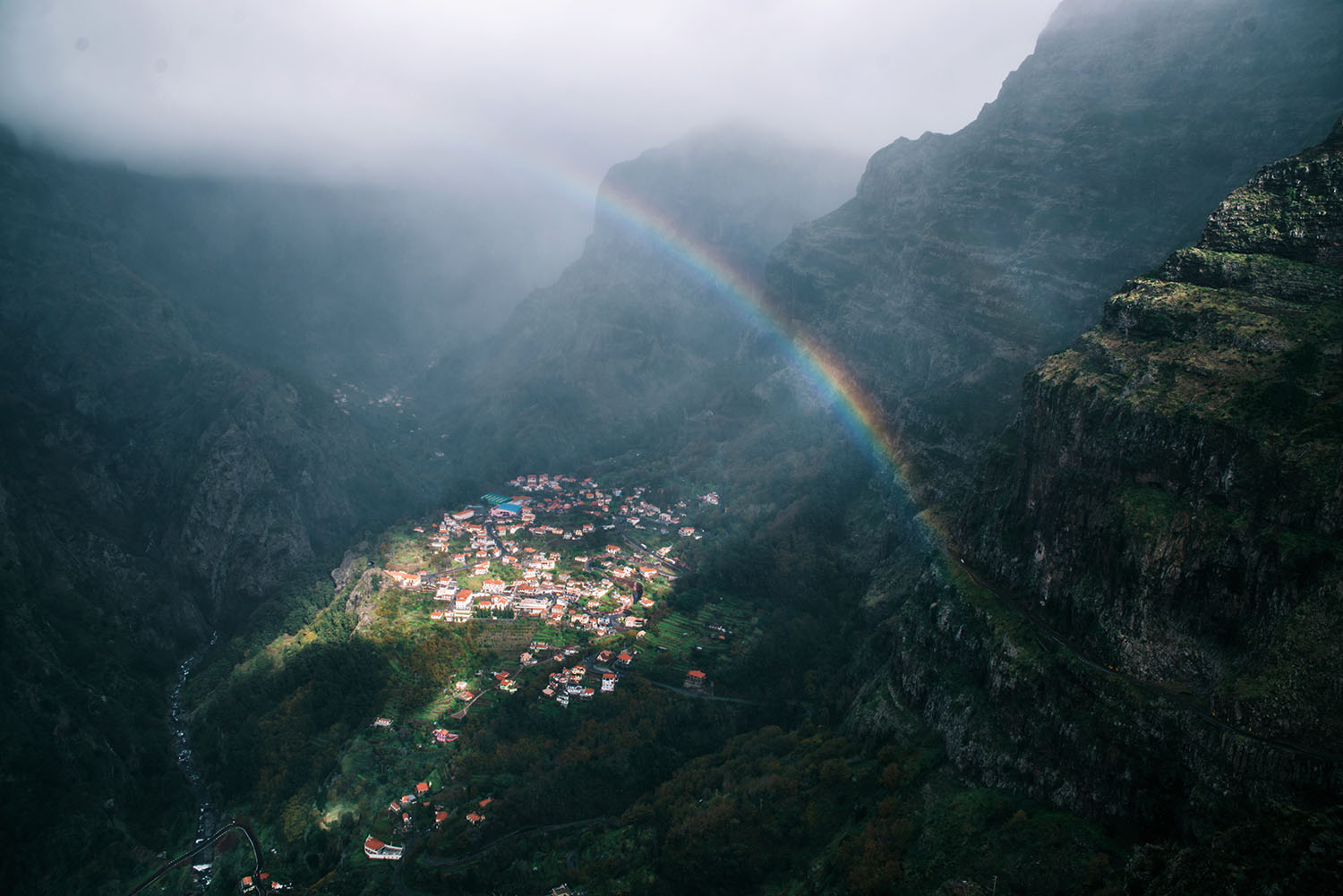 Curral das Freiras and rainbow