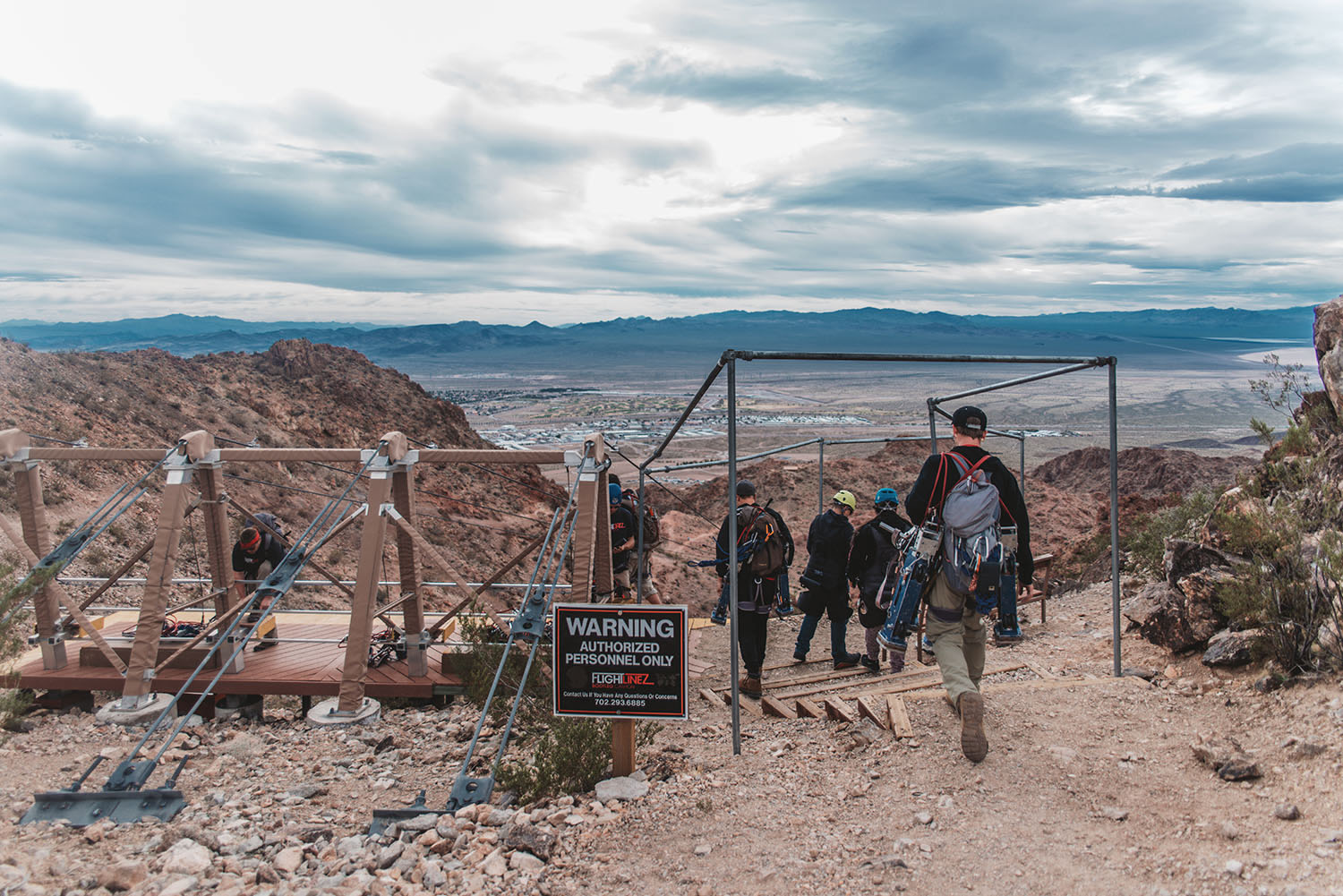 Ziplining down Red Mountains in Bootleg Canyon, Nevada