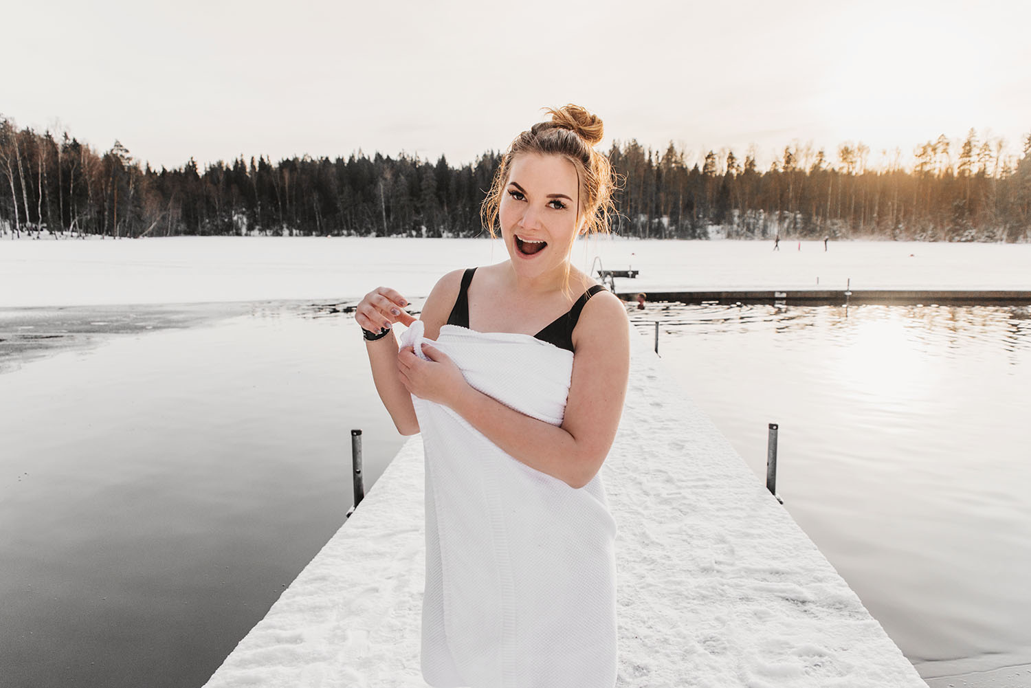 Woman after Ice Swimming at Kuusijärvi Lake in Vantaa