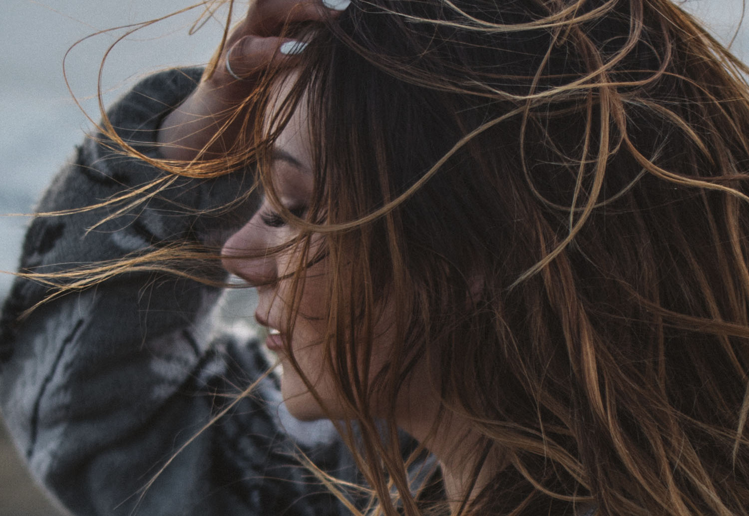 Windswept hair on Iceland