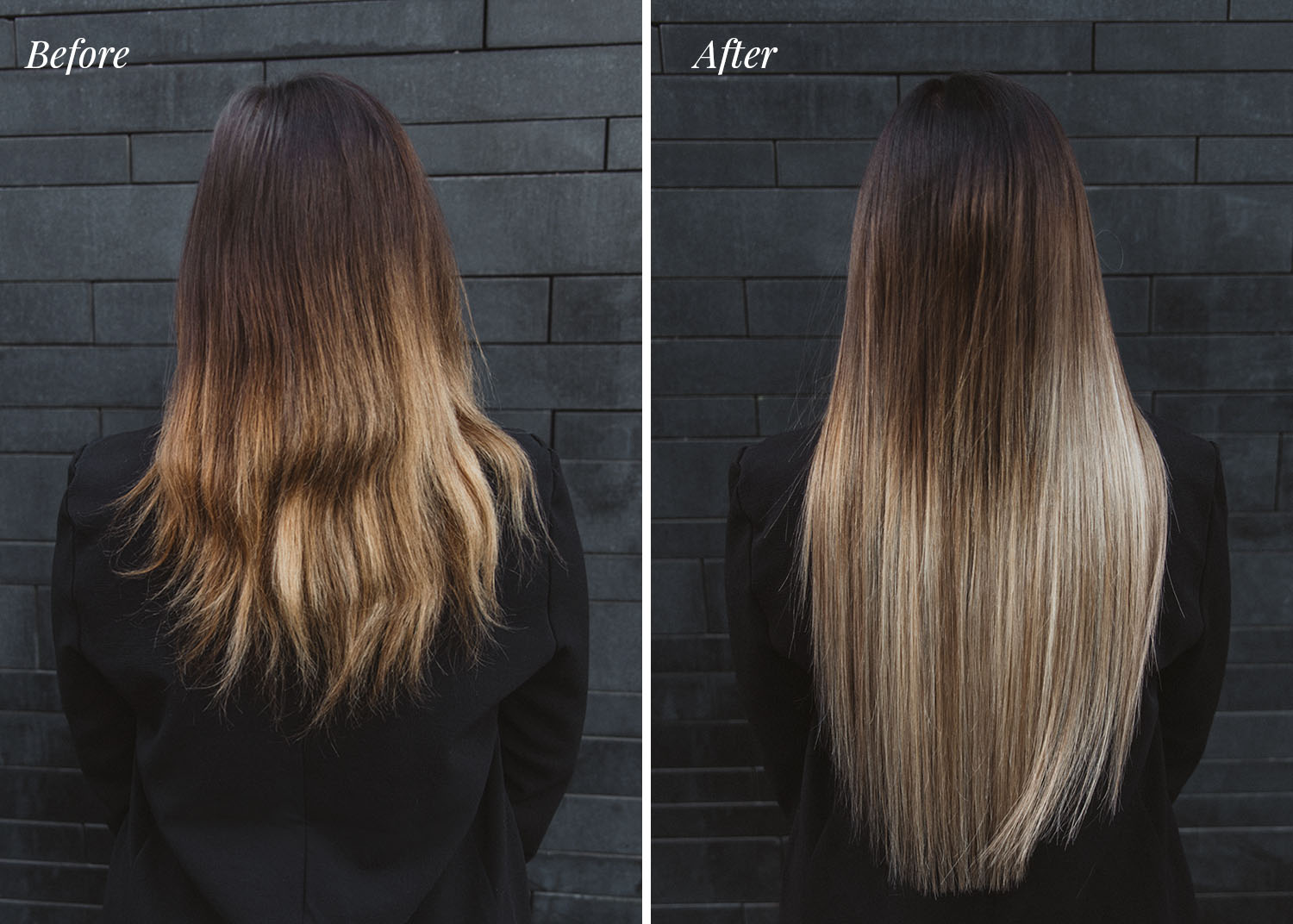 Before & After Rapunzel of Sweden Hair Extensions