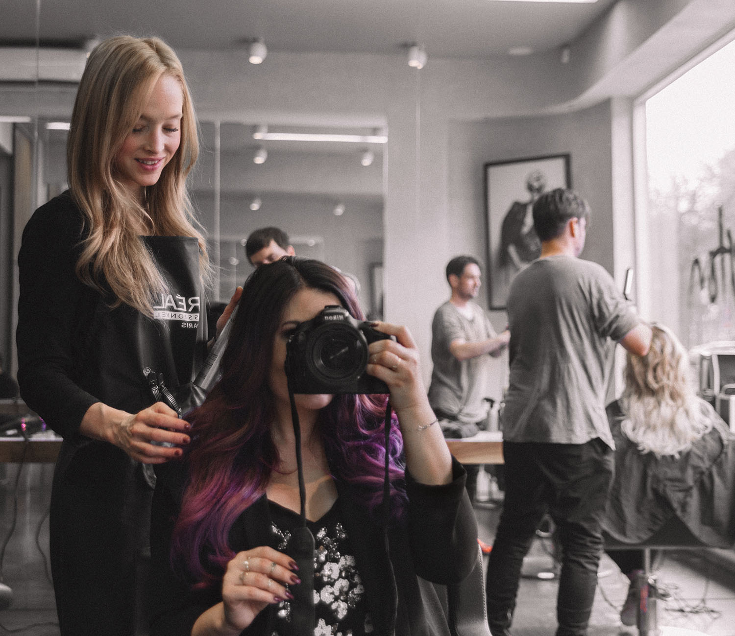 Purple balayage & #Colorfulhair with L'Oreal Professionnel at salon in Stockholm