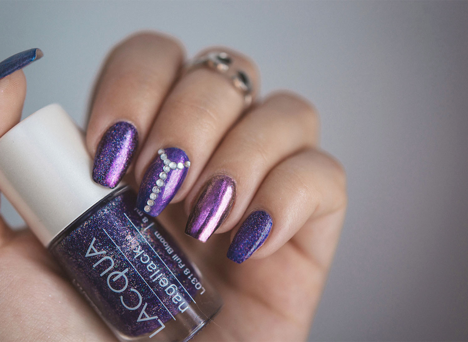 Lacqua Full Bloom & Lachrome - Purple Chrome & Glitter Nails