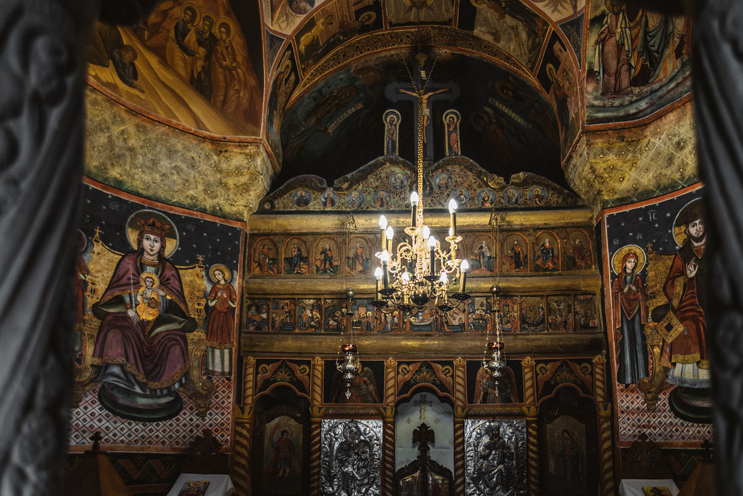 Details inside a church at Sinaia Monastery