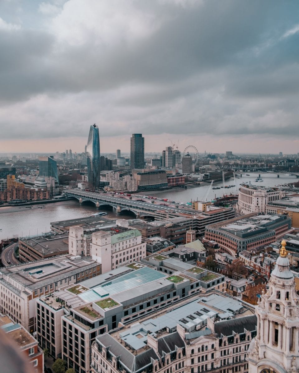 Utsikt från St. Paul's Cathedral i London.