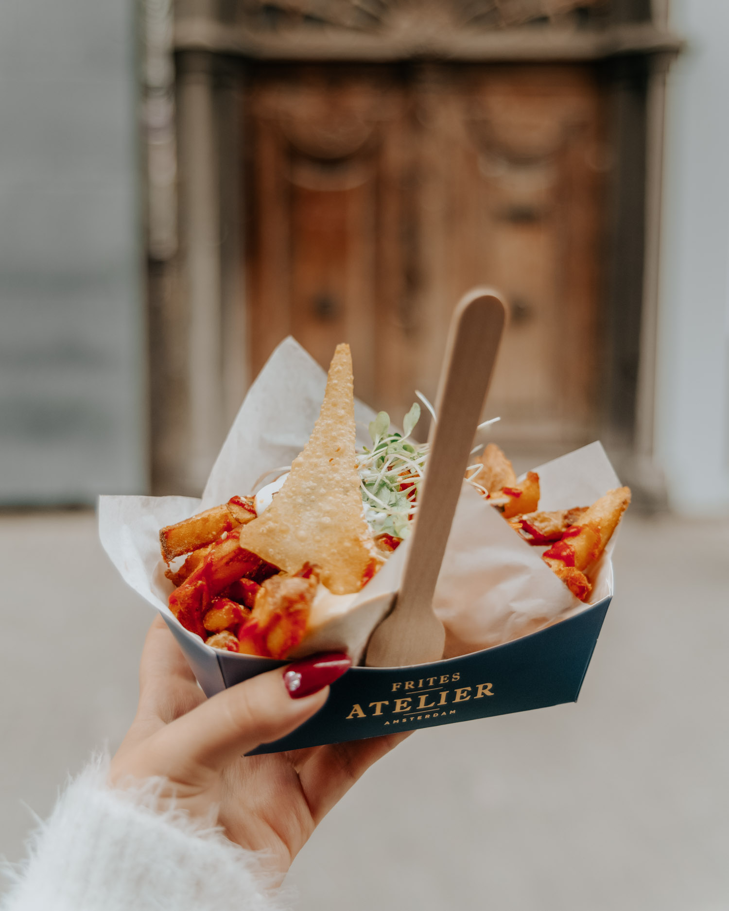 Belgiska pommes frites på Frites Atelier Amsterdam