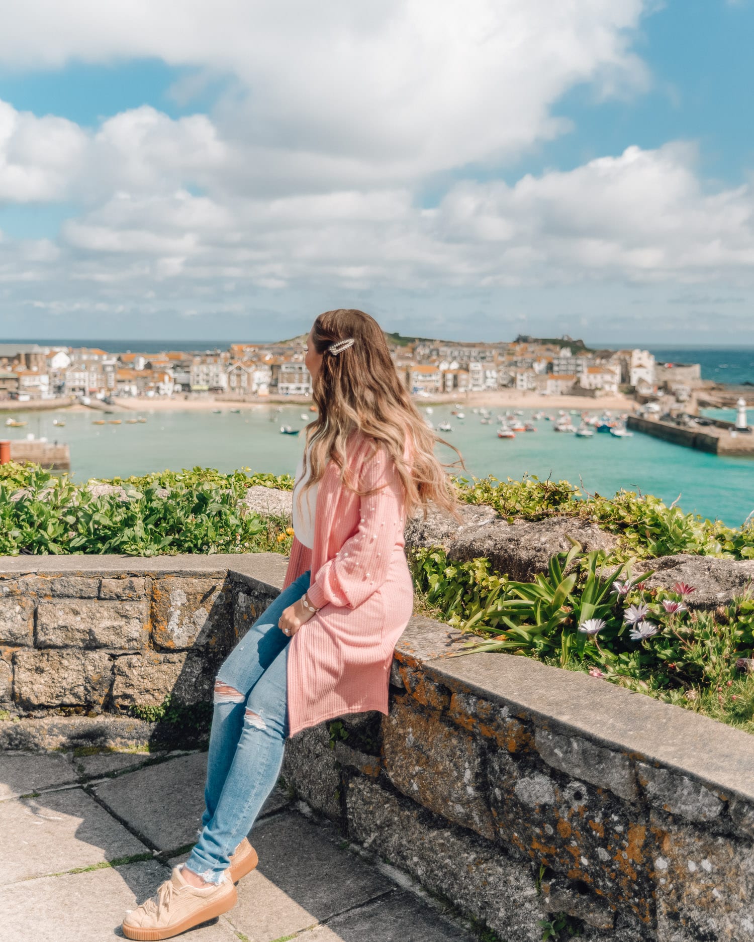 Vacker utsiktsplats för bilder i St. Ives i Cornwall, Storbritannien