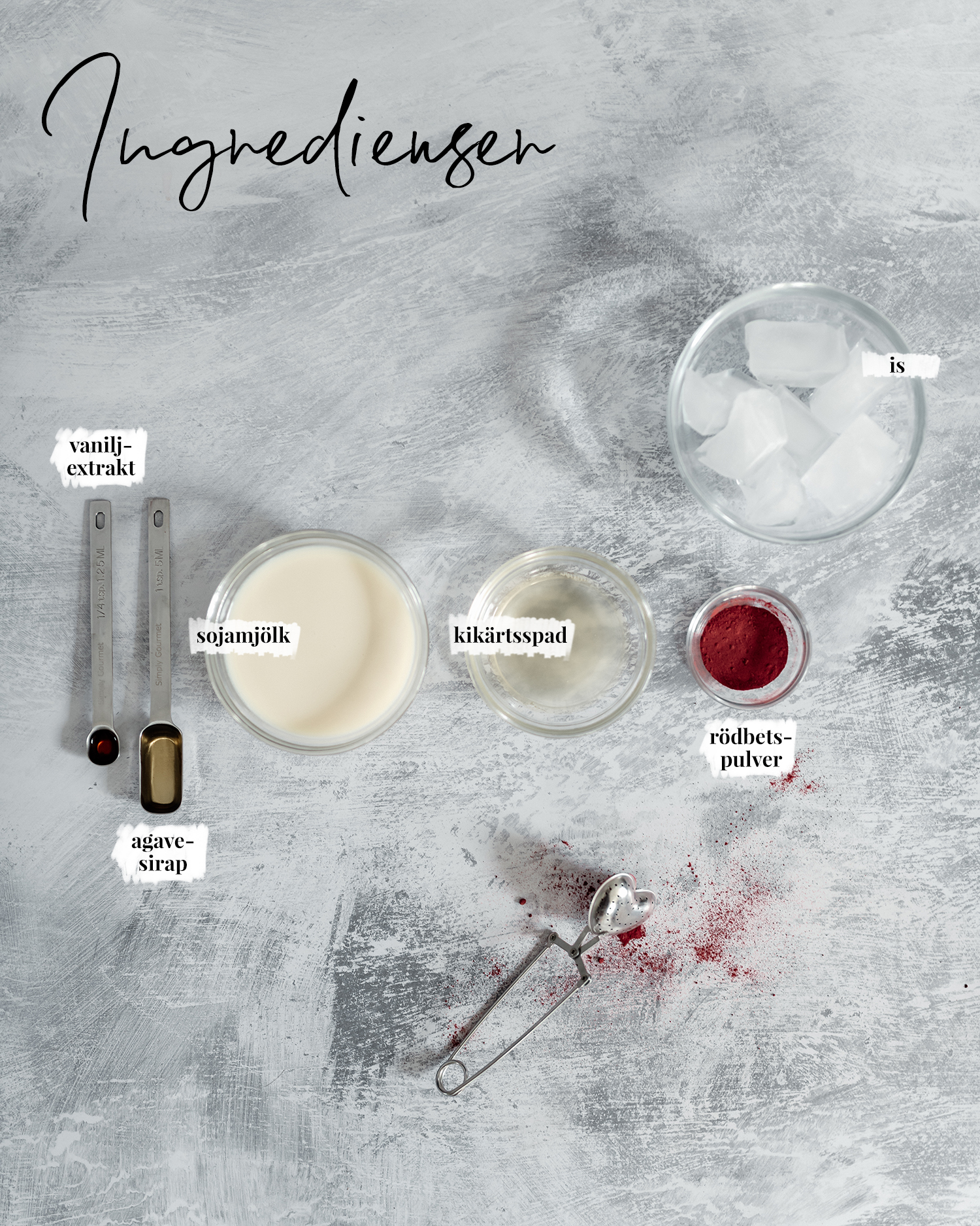 Ingredienser till Dalgona rödbetslatte