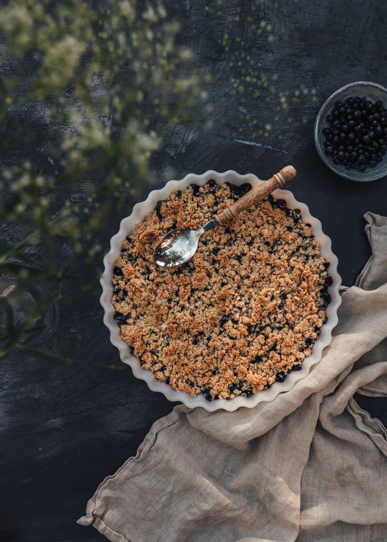 Blåbärspaj med smuldeg - Enkelt veganskt recept