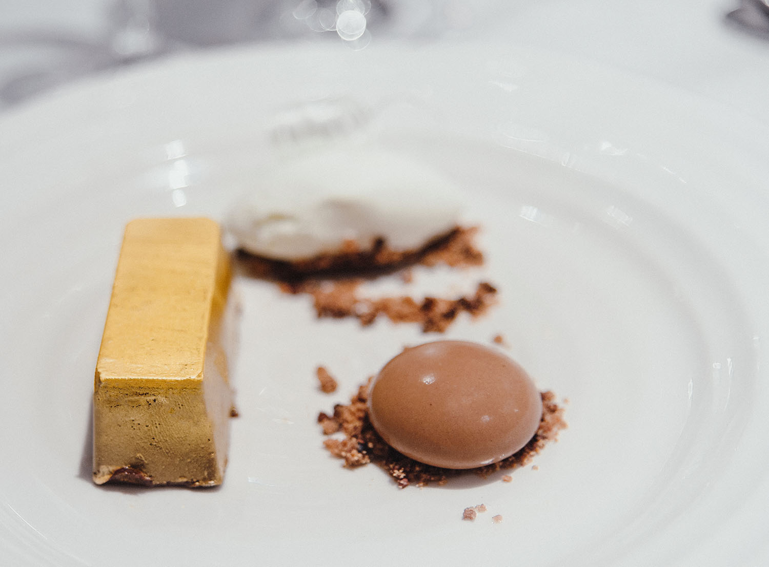 En gyllene choklad-tacka i efterrätt i Wales