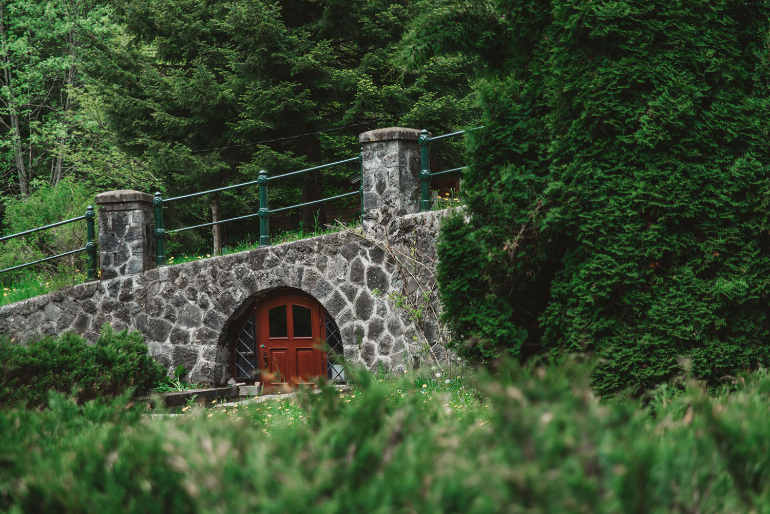 Hobbit entrance next to Pelisor Castle in Sinaia, Romania