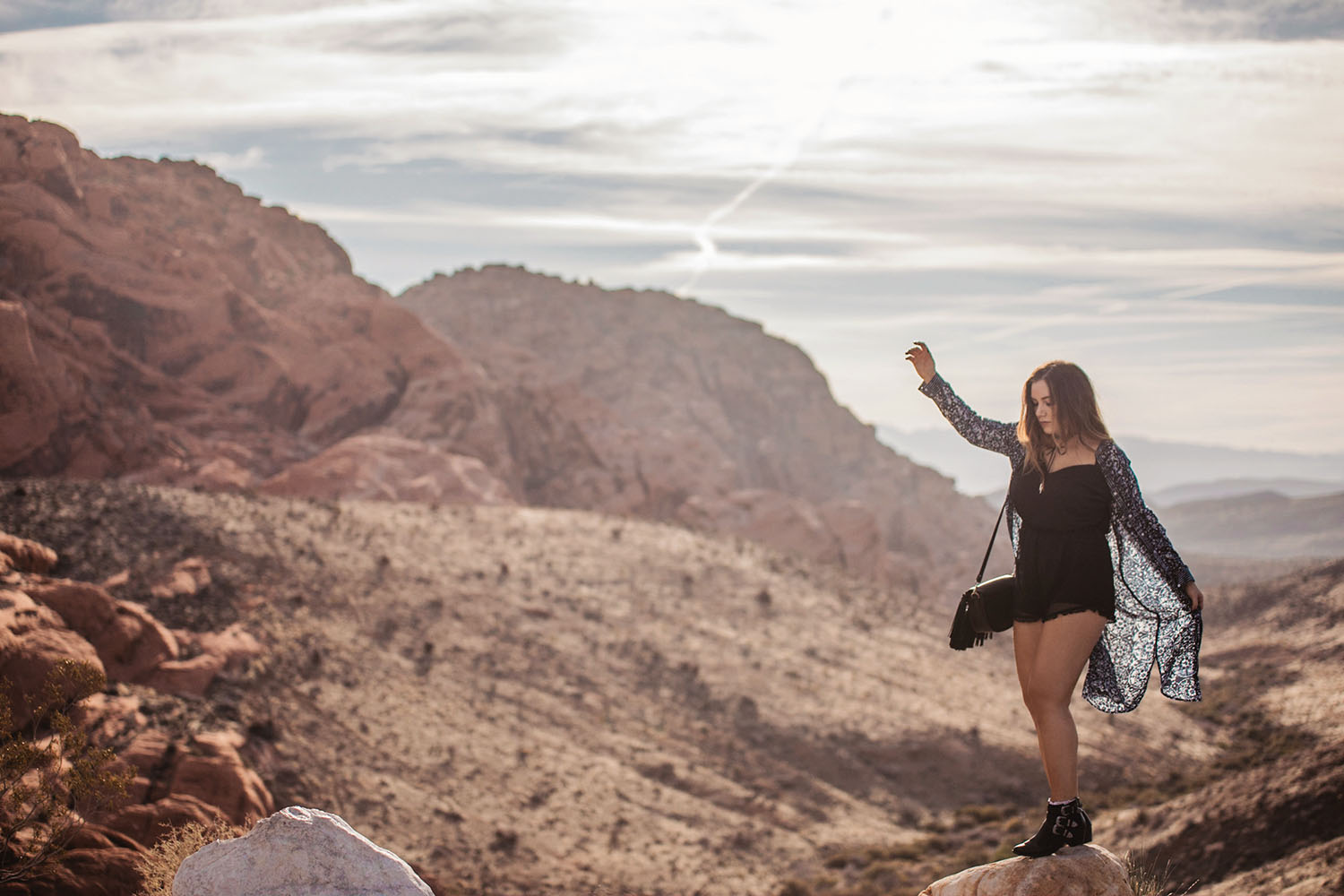 Boho Outfit in Red Rock Canyon Sunrise