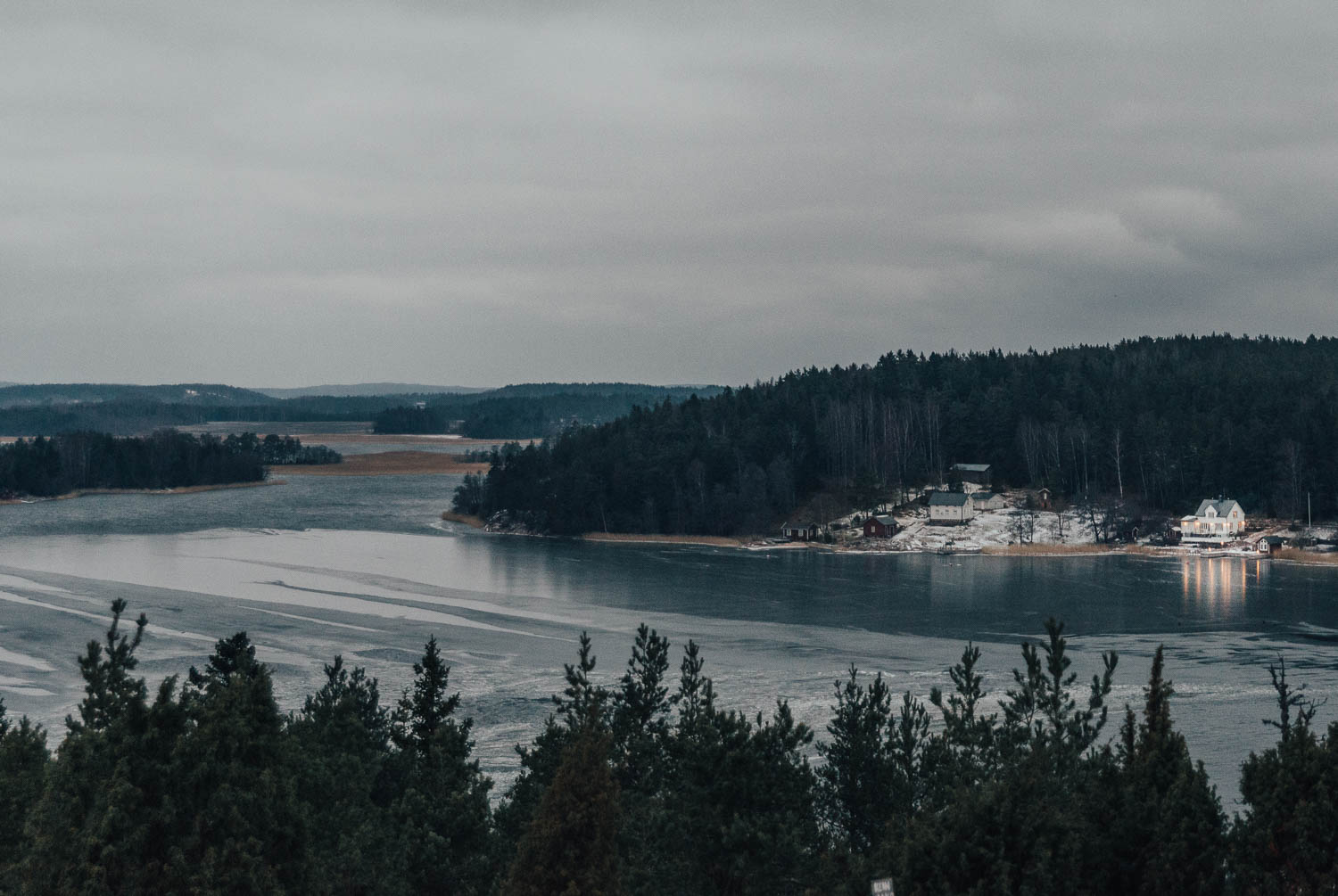 Utsikt från Café Uffe på Berget på vintern, Åland