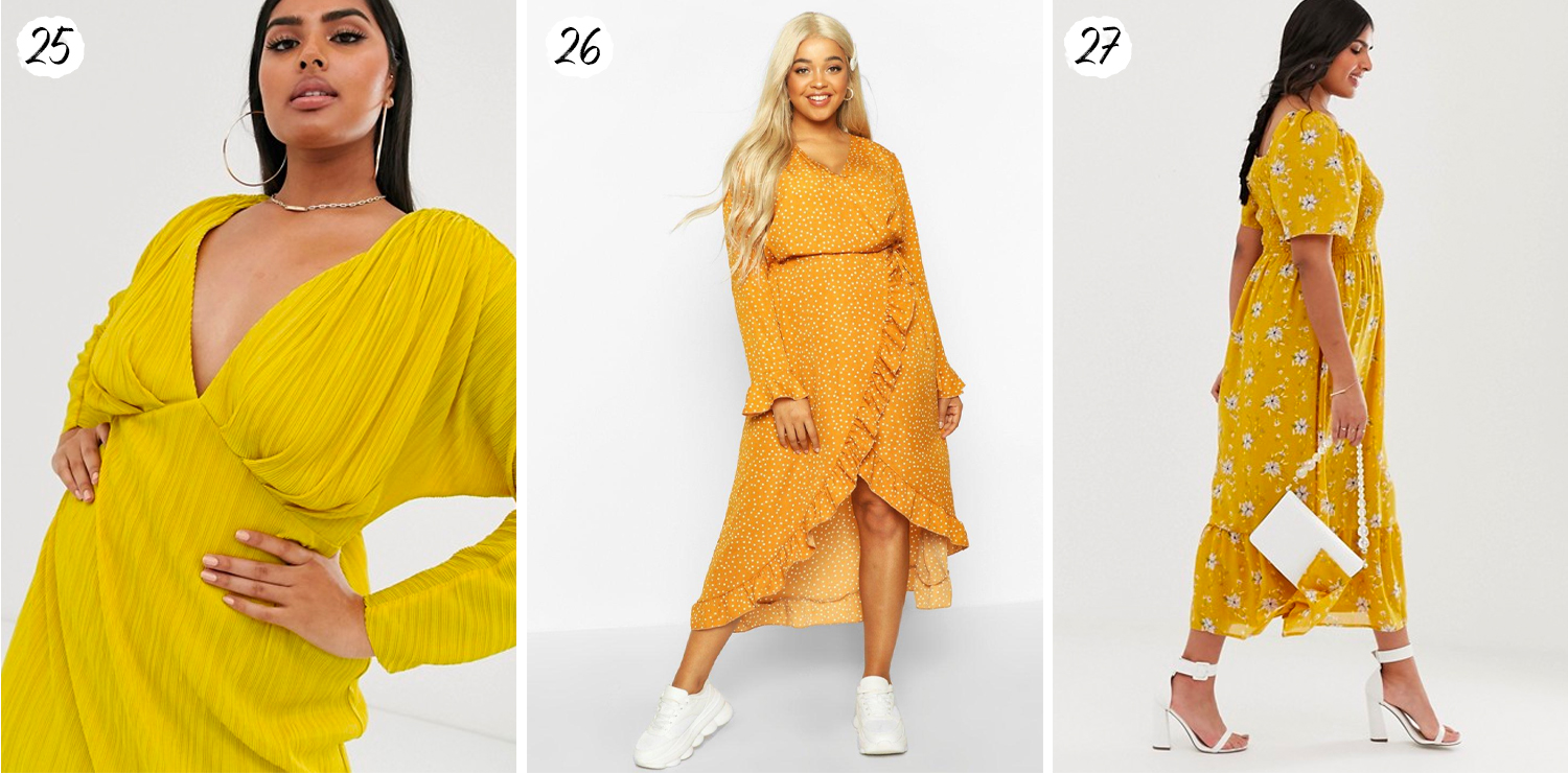 Gula plus size-klänningar