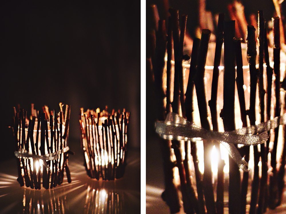 DIY Wood Sticks Candle Holders