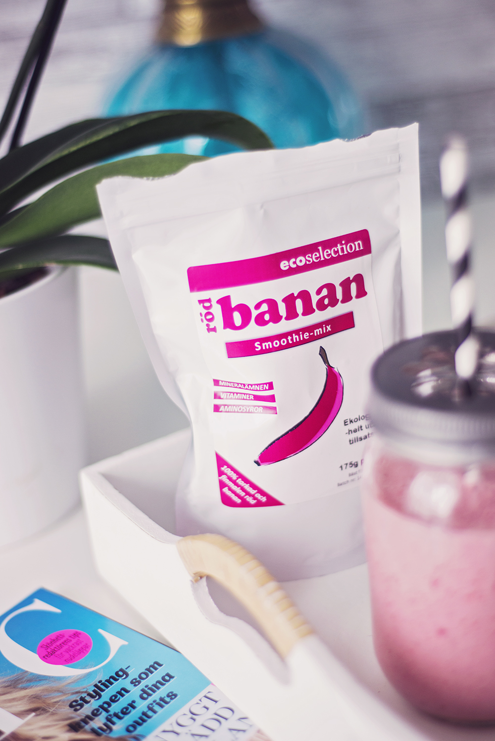 Röd Banan & hallonsmoothie