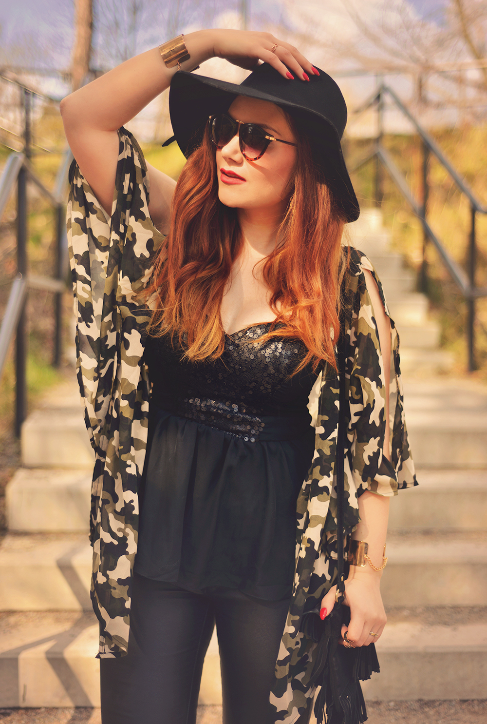 Camo print kimono