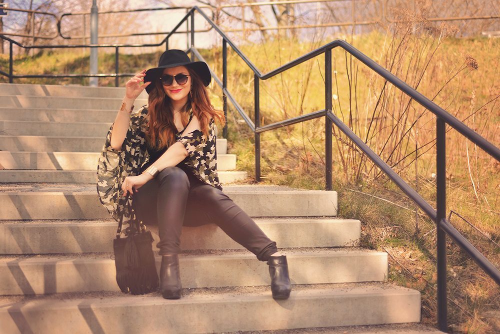 Camo print kimono