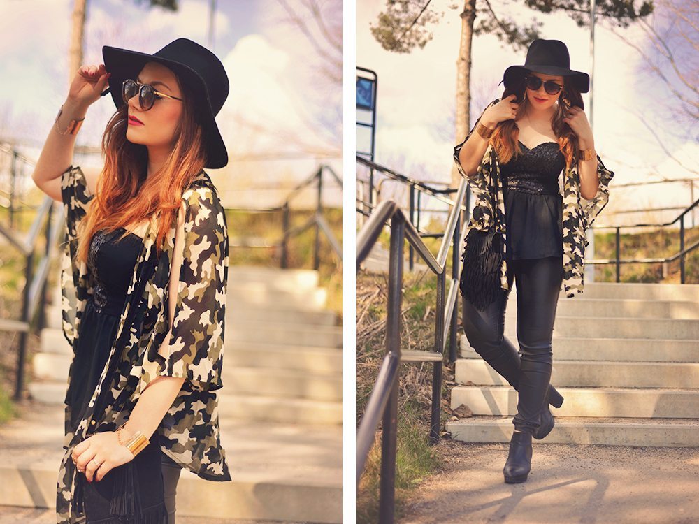 Camo print kimono