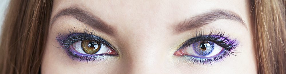 Before and after purple lenses - Freshlook Colors Violett