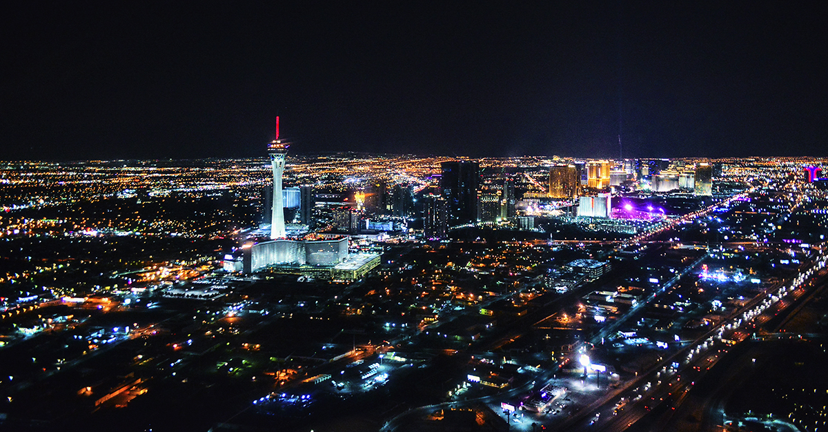 Nighttime helicopter tour over Las Vegas
