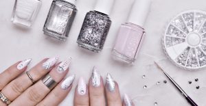Pink & Silver Nail Art Idea