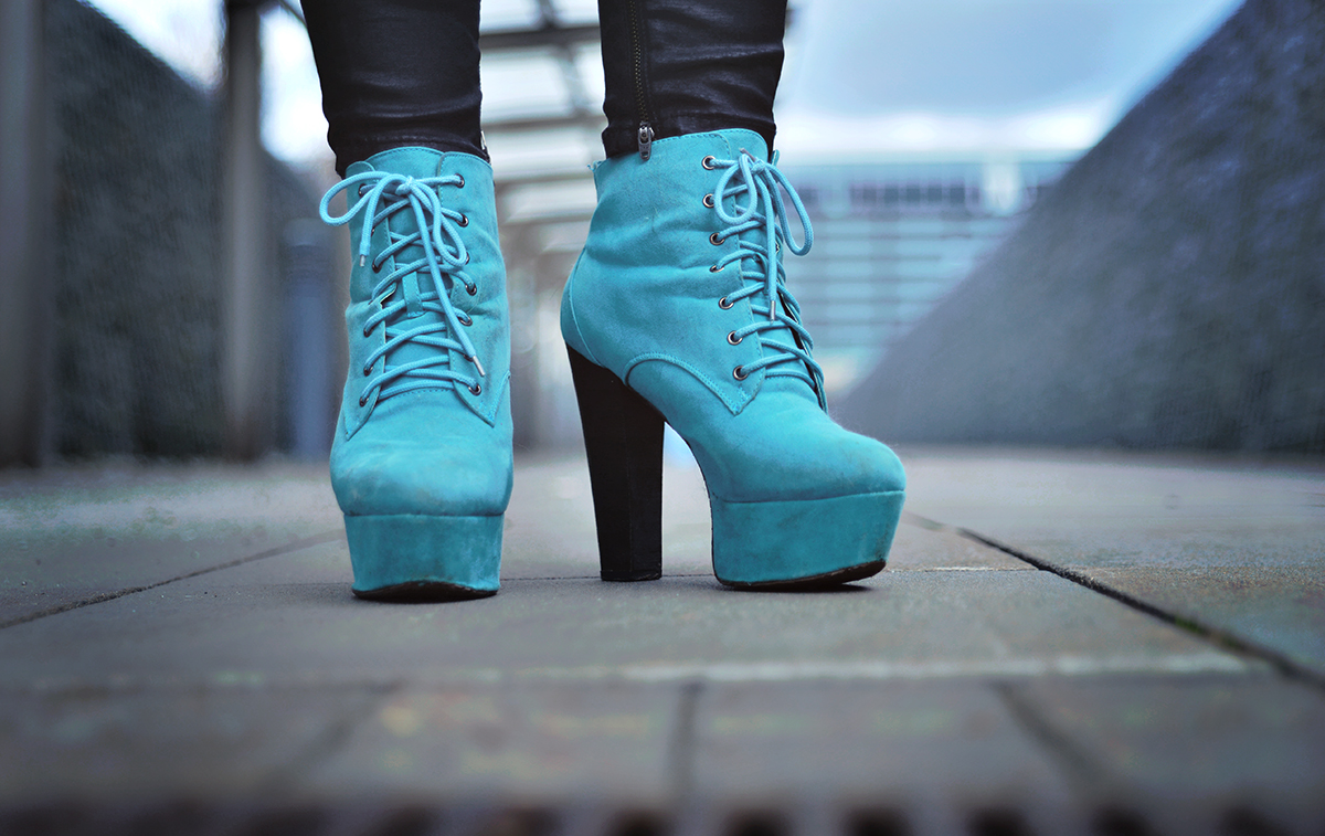 Turquoise high heels