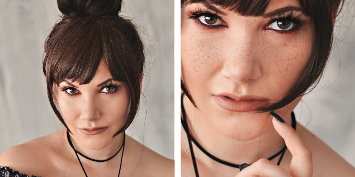 Before and after fake freckles